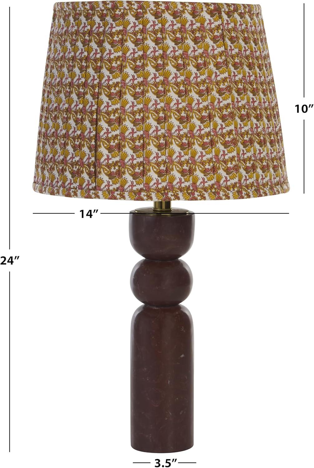 image:imageSAFAVIEH Lighting Collection Suraya Deep Red Marble Table Lamp 24 Modern Accent Light with Patterned Fabric Shade E26 Bulb Compatible TBL2017ADeep Red