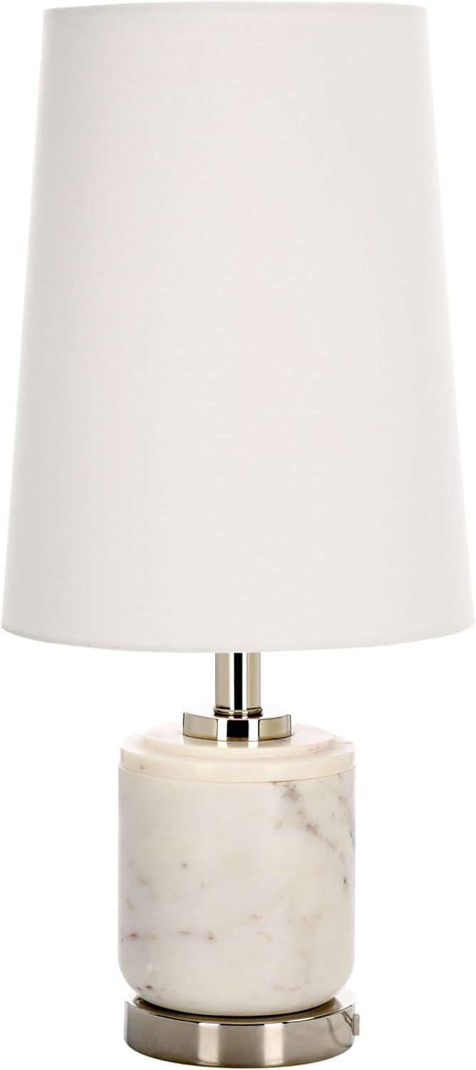 image:imageSAFAVIEH Lighting Collection TIGI White Marble amp Metal Table Lamp 23 Decorative Accent Light with Fabric Shade E26 Bulb Compatible TBL2032AWhiteSilver