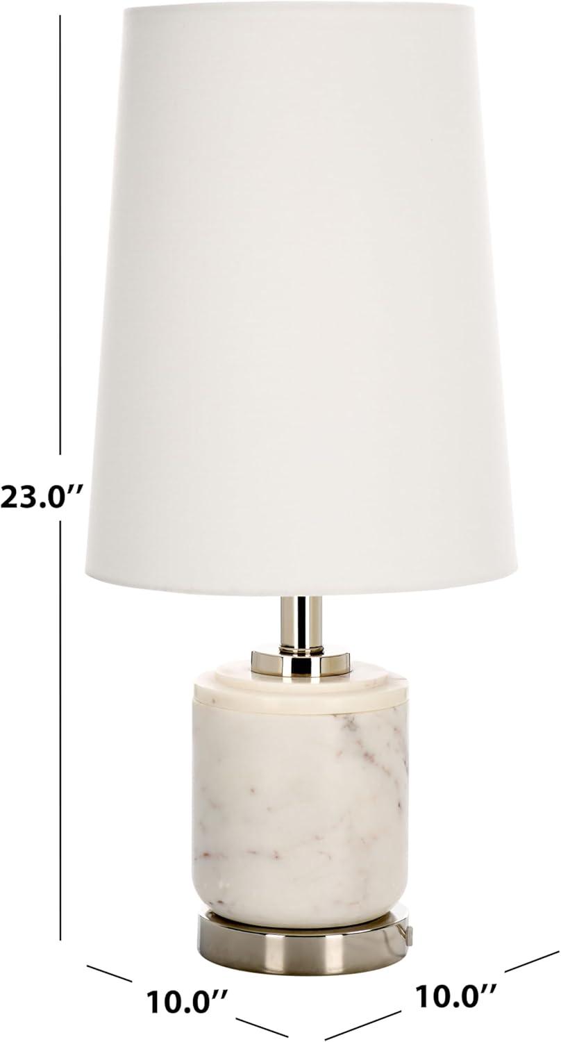 image:imageSAFAVIEH Lighting Collection TIGI White Marble amp Metal Table Lamp 23 Decorative Accent Light with Fabric Shade E26 Bulb Compatible TBL2032AWhiteSilver