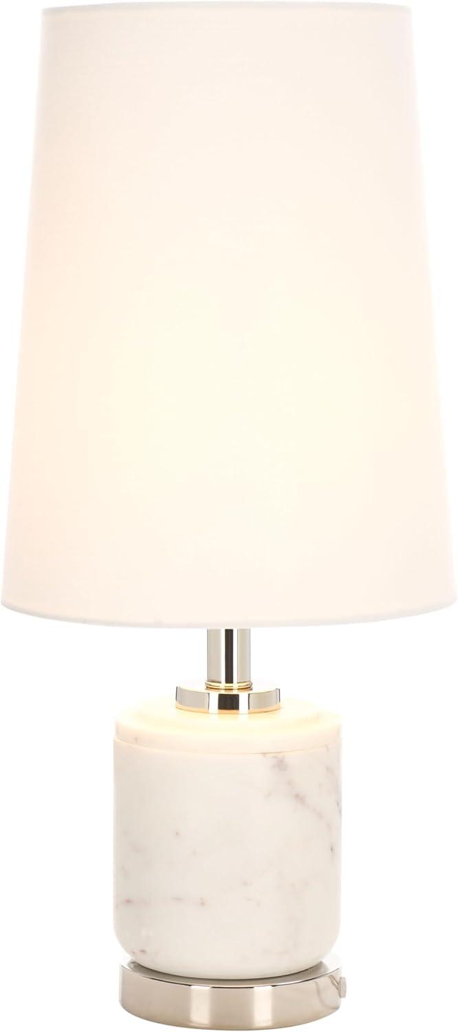 image:imageSAFAVIEH Lighting Collection TIGI White Marble amp Metal Table Lamp 23 Decorative Accent Light with Fabric Shade E26 Bulb Compatible TBL2032AWhiteSilver