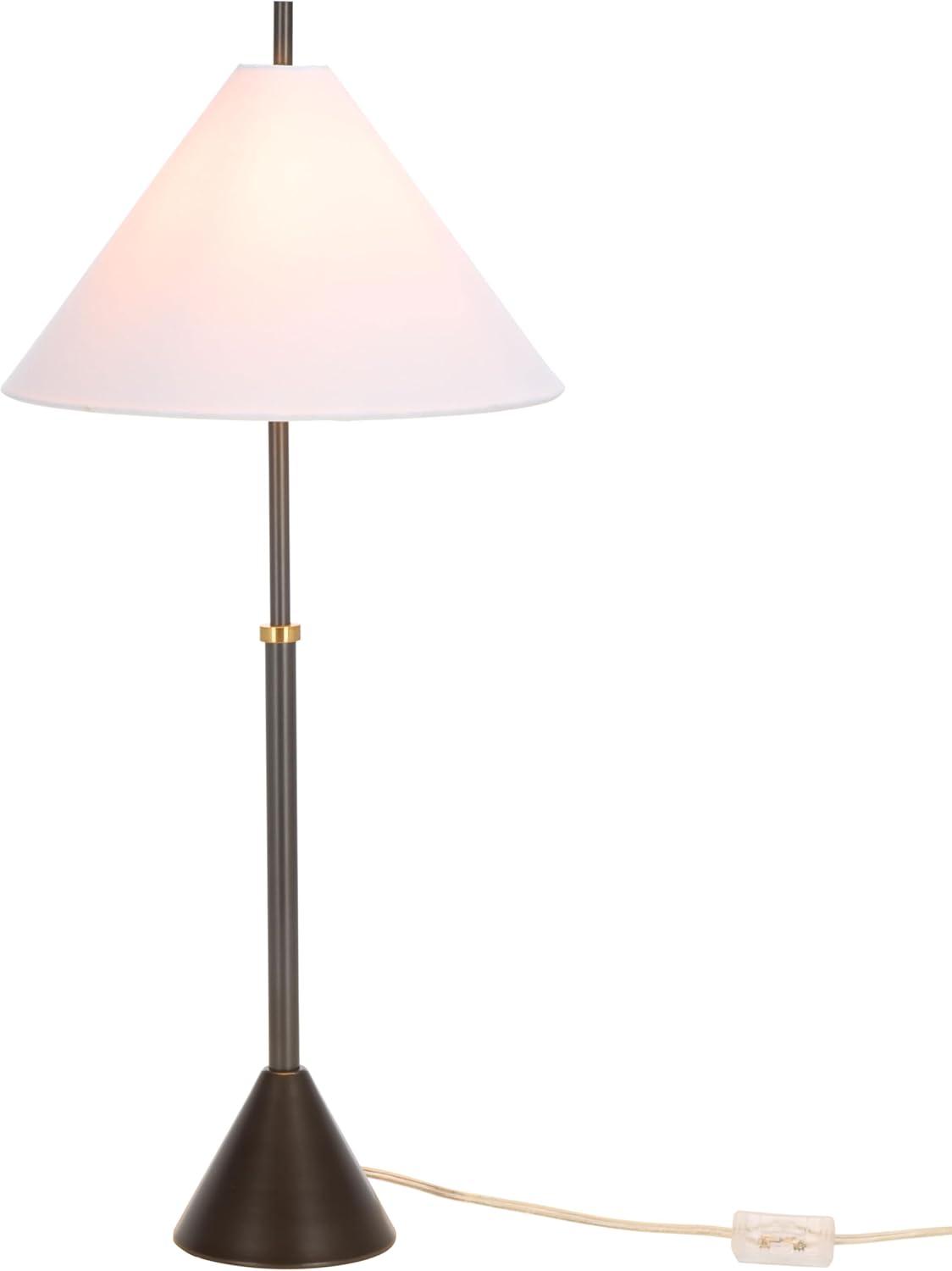 image:imageSAFAVIEH Lighting Collection Troye Antique Silver Metal Table Lamp with White Fabric Shade 30 Modern Bedside or Desk Light E26 Bulb Compatible TBL8004AAntique Silver