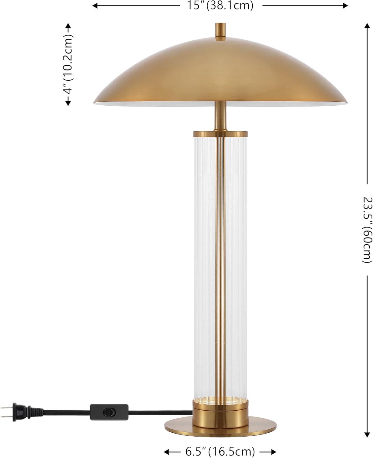 image:imageSAFAVIEH Lighting Collection Tylar Brass Metal amp Glass 24 Inch Table Lamp with Dome Shade and Bulb Included Modern Accent Lighting TBL4682ABrassClear
