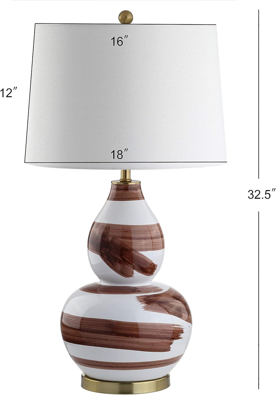image:imageSAFAVIEH Lighting Collection Aileen Abstract Brown Gold Brushstroke 33inch Bedroom Living Room Home Office Desk Nightstand Table Lamp LED Bulb IncludedBrownGold