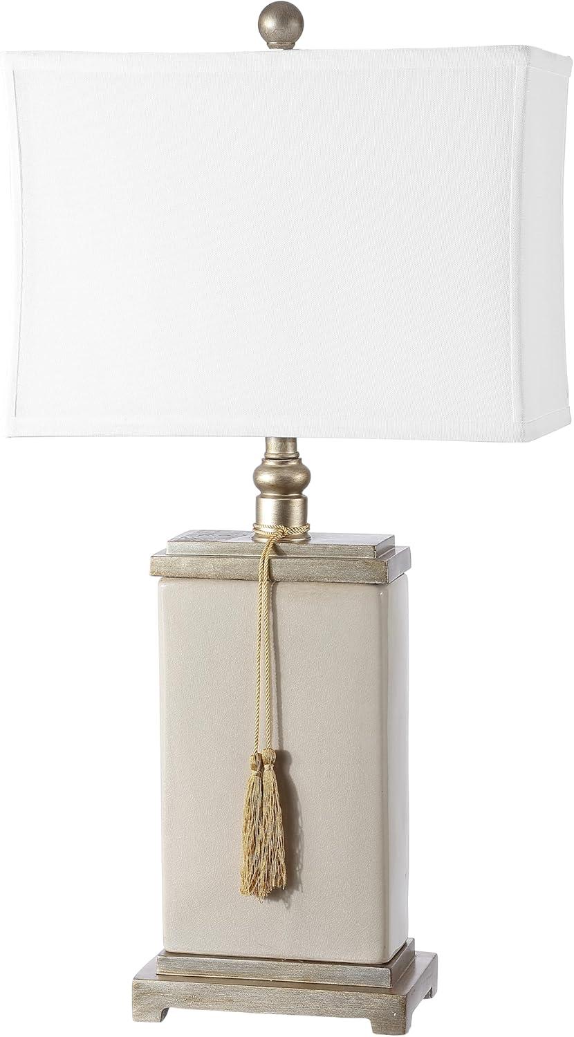 image:imageSAFAVIEH Lighting Collection Amiliana Cream Tassel 30inch Bedroom Living Room Home Office Desk Nightstand Table Lamp LED Bulb Included