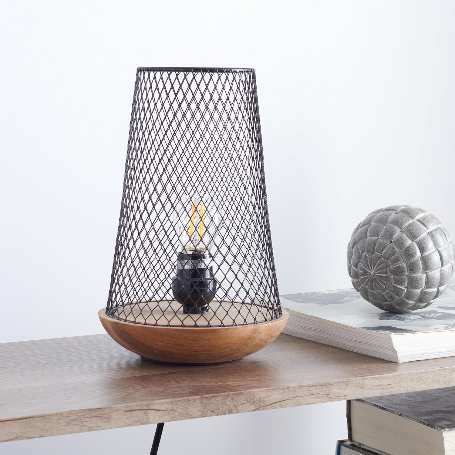 image:imageSAFAVIEH Lighting Collection Haynes BlackNatural 10inch Table Lamp LED Bulb Included