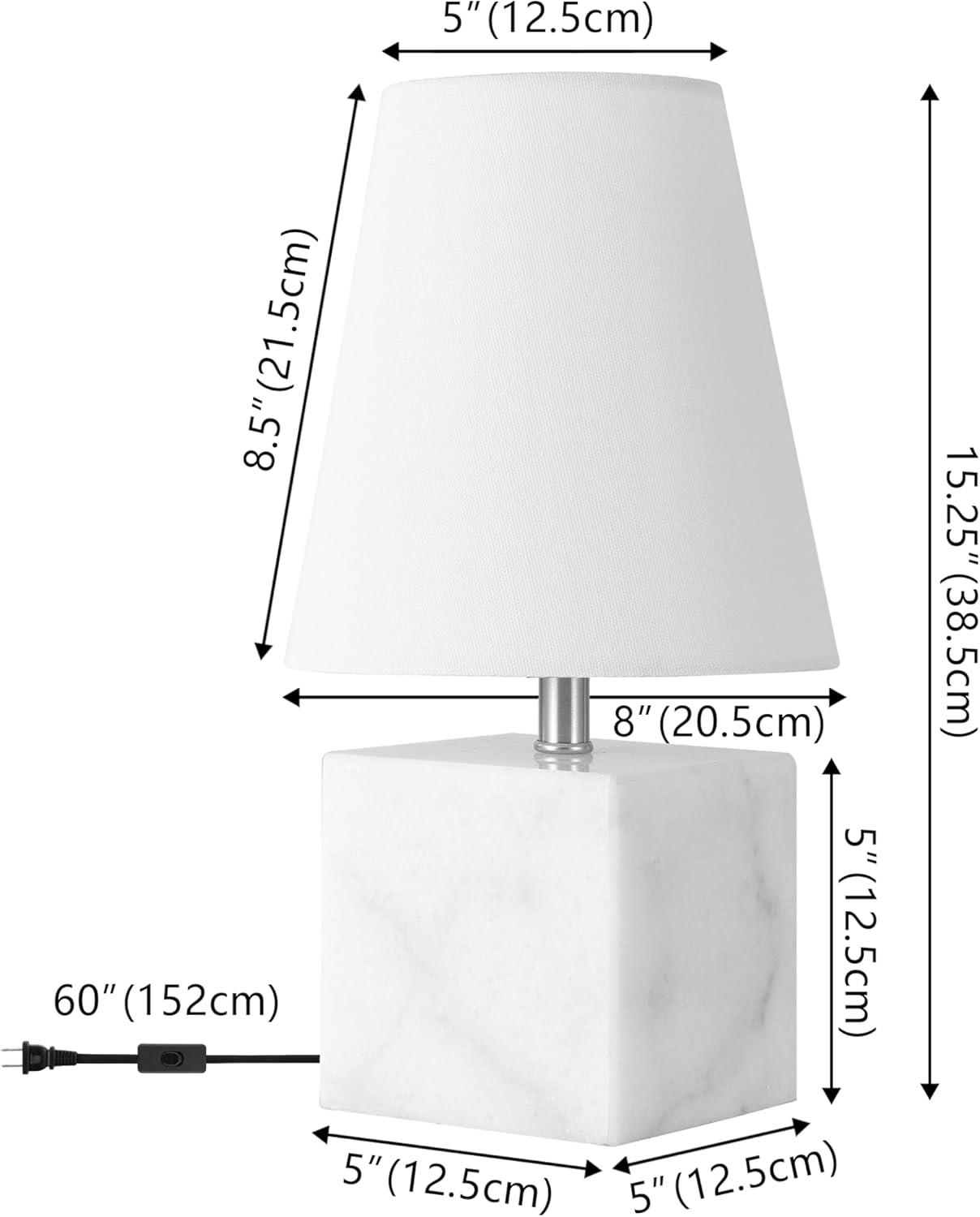 image:imageSAFAVIEH Lighting Collection Lou White MarbleNickel 16inch Table Lamp LED Bulb Included