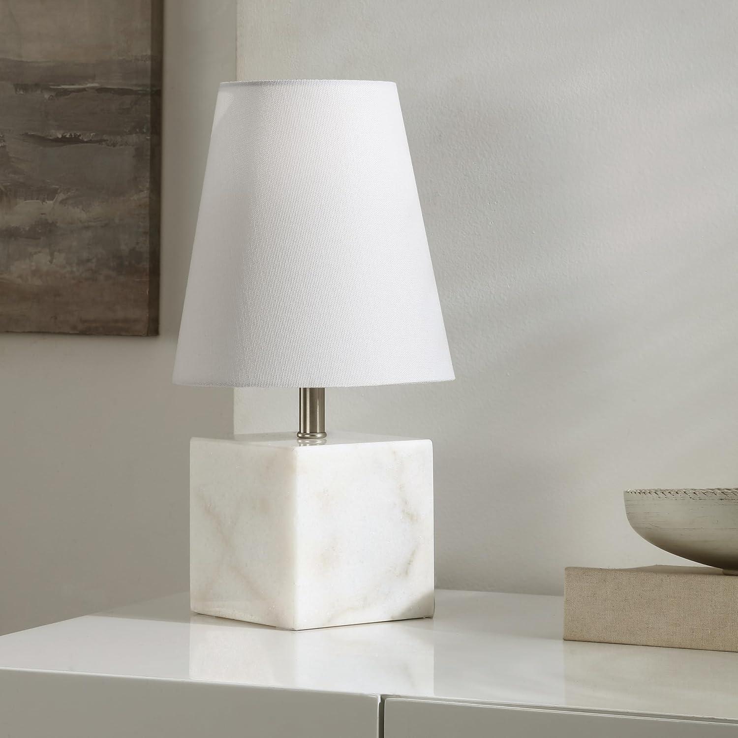 image:imageSAFAVIEH Lighting Collection Lou White MarbleNickel 16inch Table Lamp LED Bulb Included