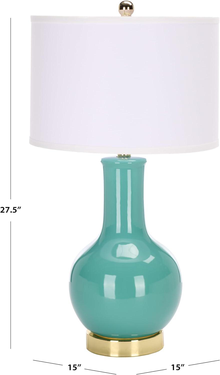 image:imageSAFAVIEH Lighting Collection Paris Modern Emerald Green Ceramic 28inch Bedroom Living Room Home Office Desk Nightstand Table Lamp LED Bulb IncludedEmerald