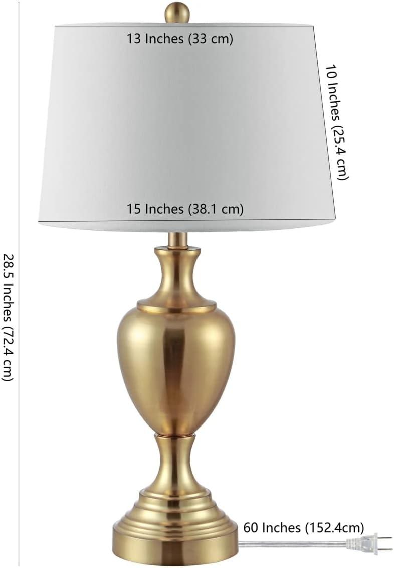 image:imageSAFAVIEH Lighting Collection Poppy Modern Contemporary Brass Iron 28inch Bedroom Living Room Home Office Desk Nightstand Table Lamp LED Bulb IncludedBrass