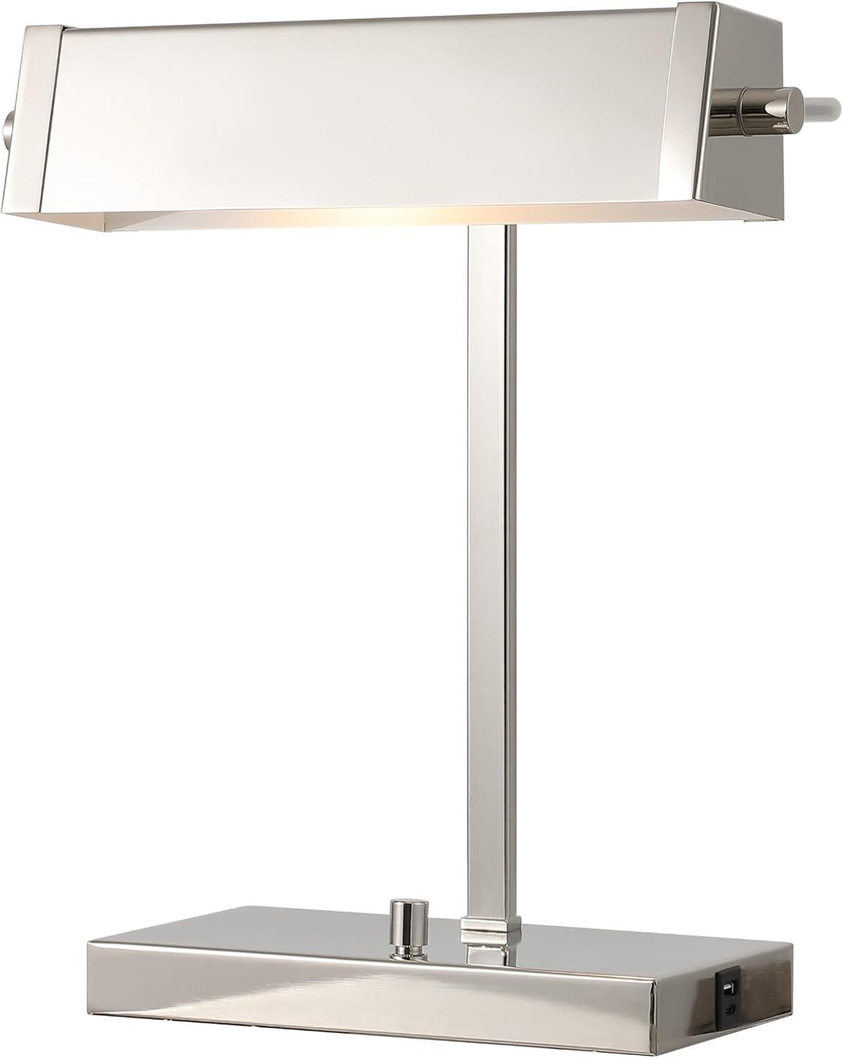 image:imageSAFAVIEH Lighting Collection Rylan Polished Nickle 17inch Table Task Lamp with USB Charging Port LED Bulb Included