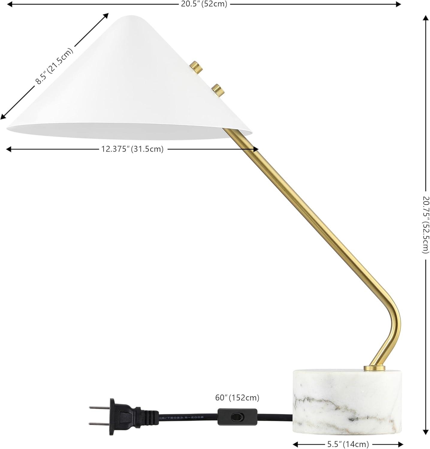 image:imageSAFAVIEH Lighting Collection Shields WhiteBrass 21inch Table Lamp LED Bulb Included