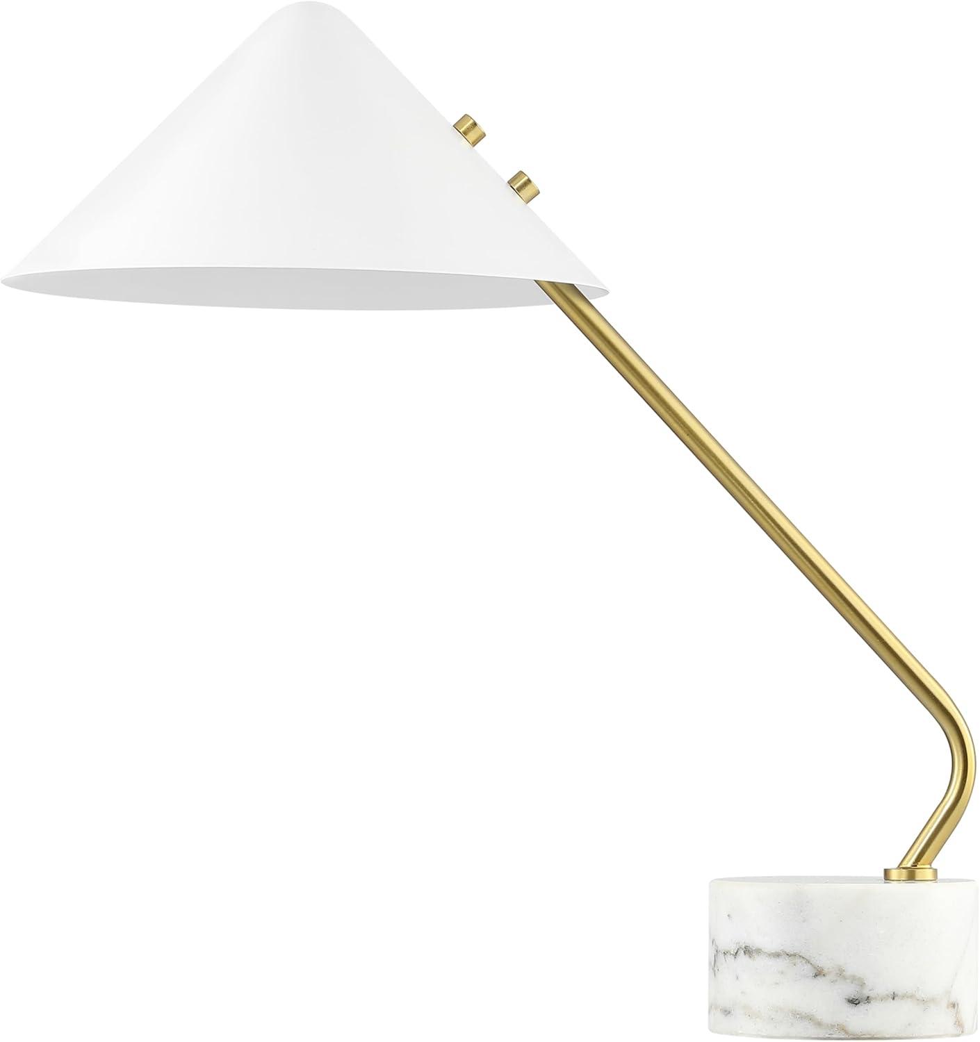 image:imageSAFAVIEH Lighting Collection Shields WhiteBrass 21inch Table Lamp LED Bulb Included
