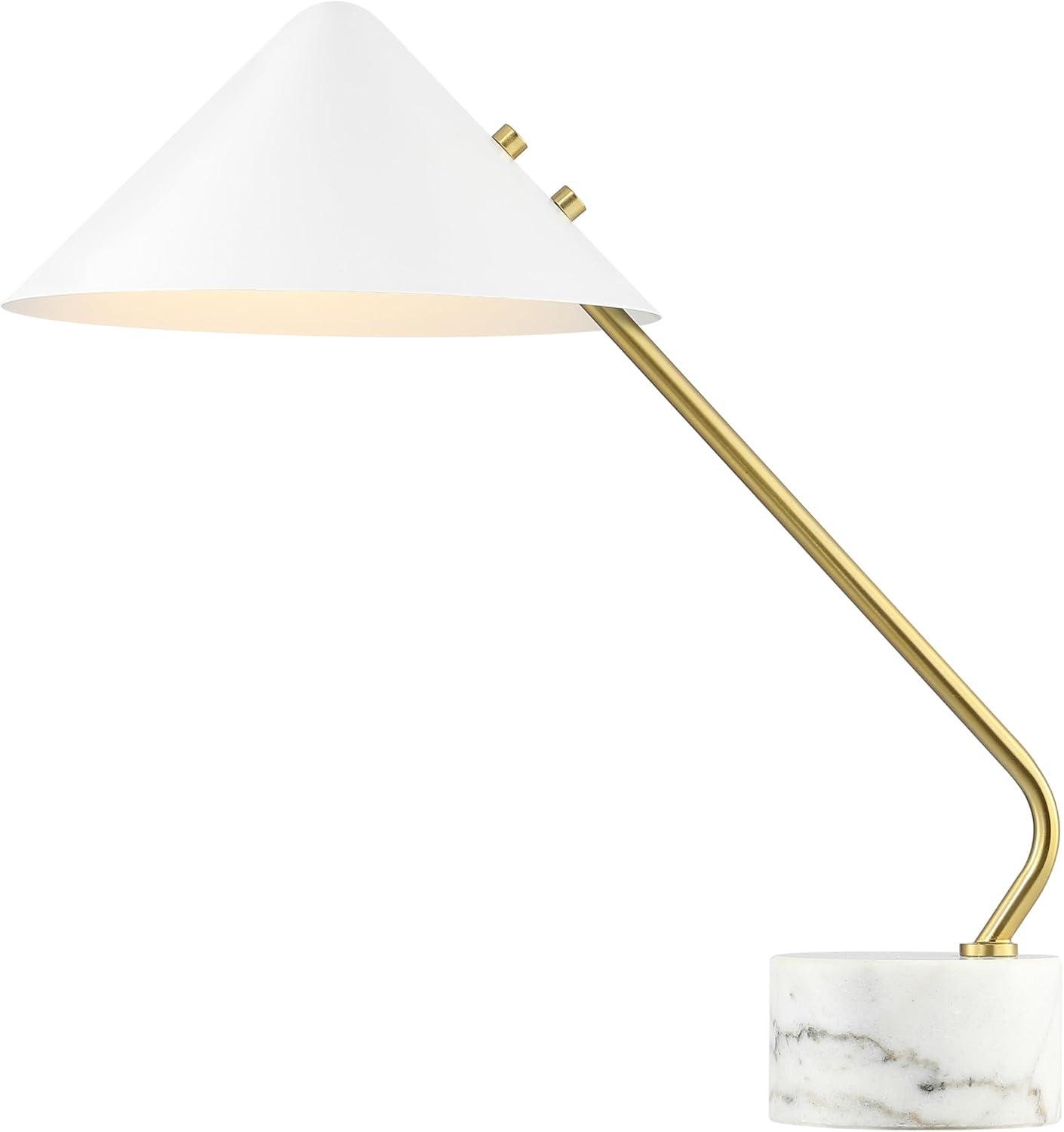 image:imageSAFAVIEH Lighting Collection Shields WhiteBrass 21inch Table Lamp LED Bulb Included
