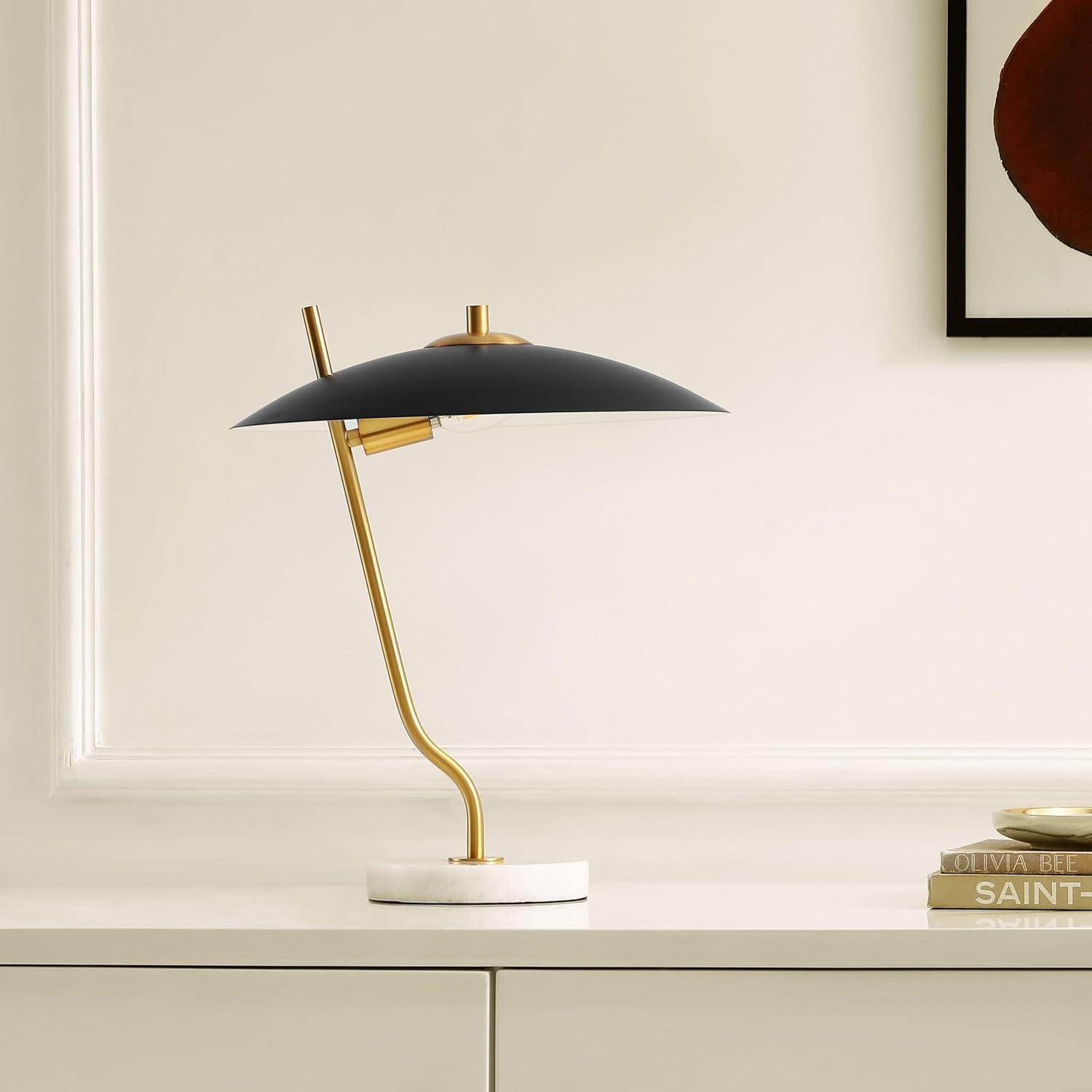 image:imageSAFAVIEH Lighting Collection Studio BlackBrass 16inch Table Lamp LED Bulb Included