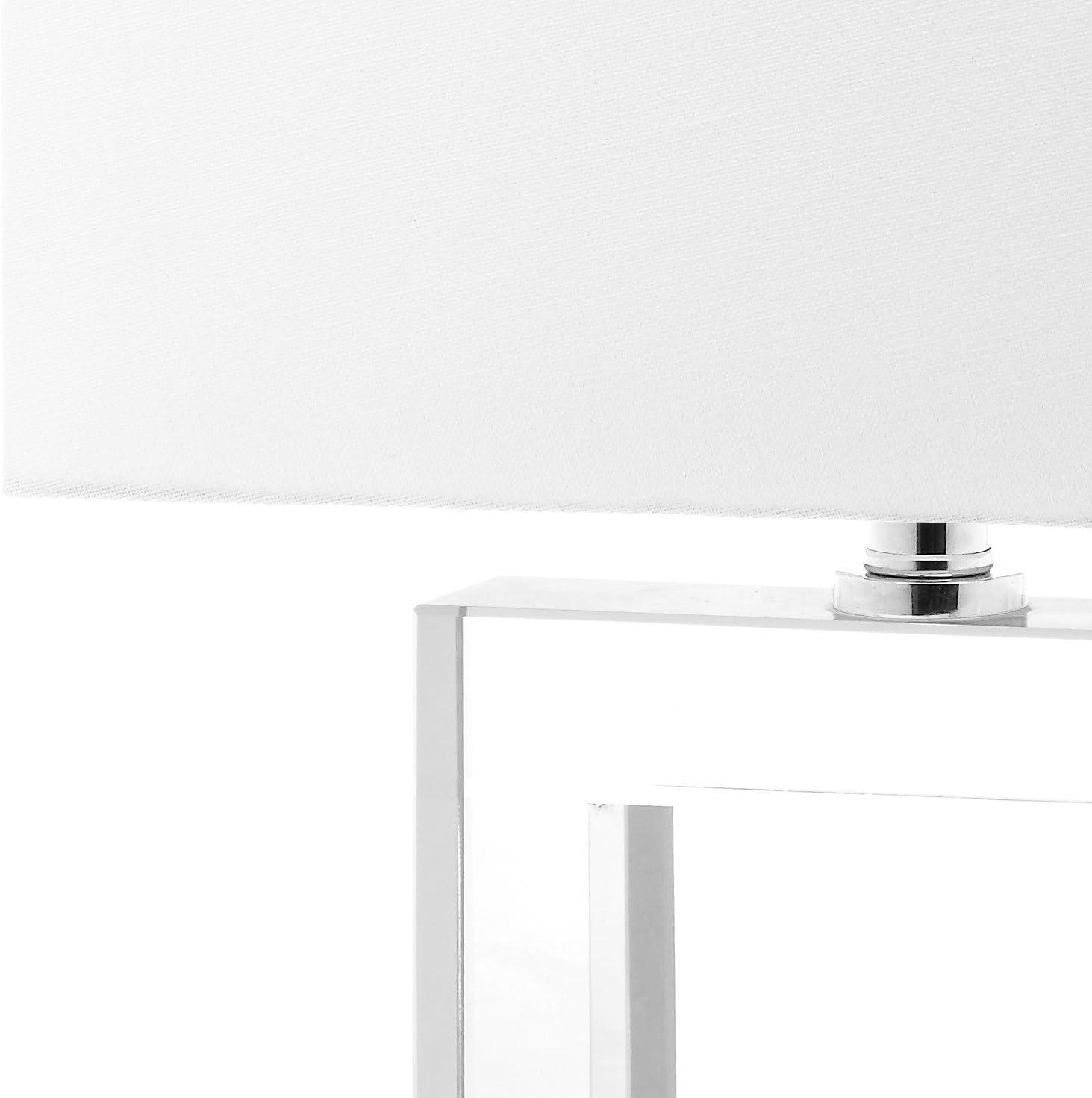 image:imageSAFAVIEH Lighting Collection Town Square Modern Square Crystal 21inch Bedroom Living Room Home Office Desk Nightstand Table Lamp LED Bulb IncludedClearWhite with USB