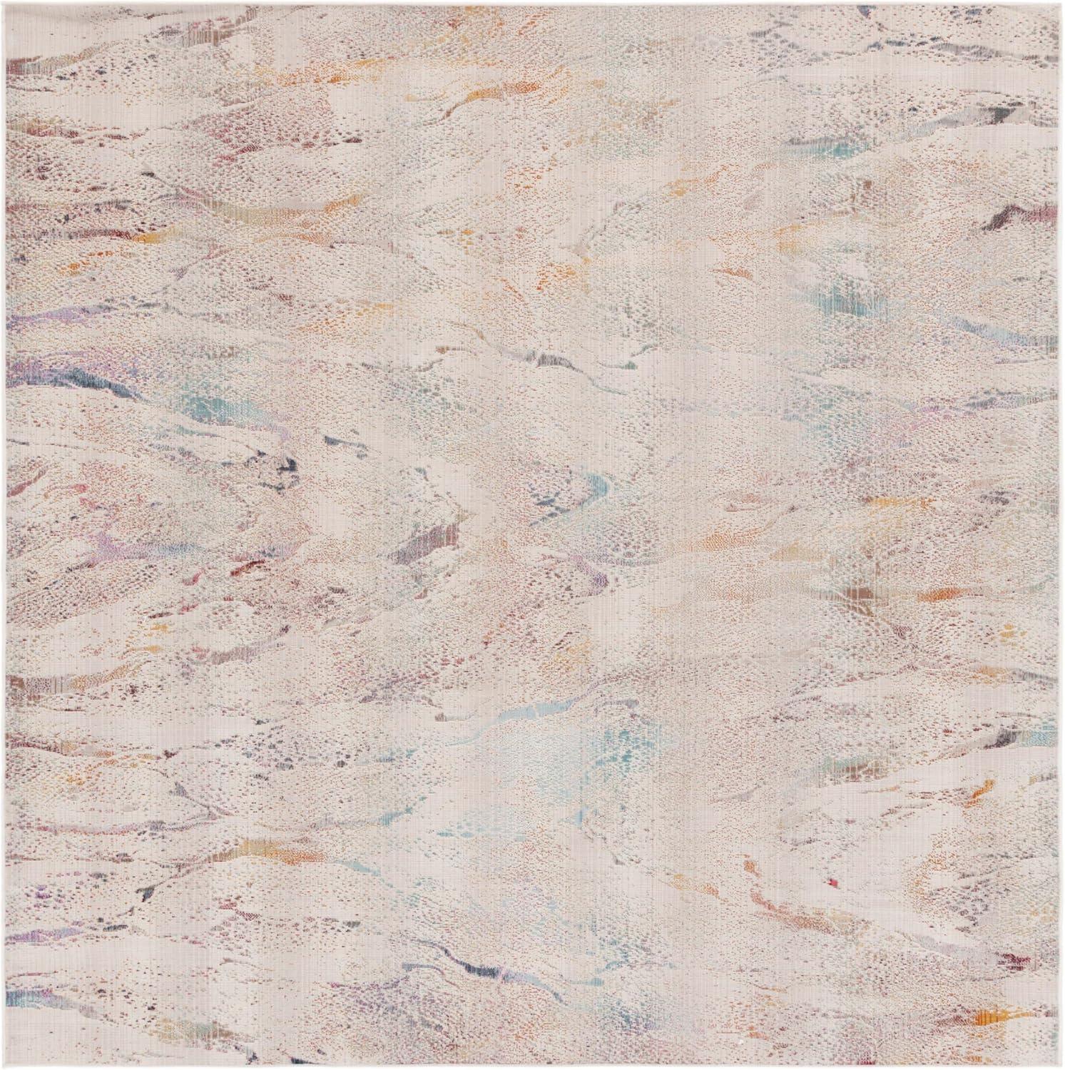 image:imageSAFAVIEH Outdoor Area Rug 9x12 Rainbow Collection Large Modern Design Ivory amp Blue Gold Weather Resistant NonShedding amp Easy Cleaning Ideal for Patio Backyard Deck RBW656AIvoryBlue Gold