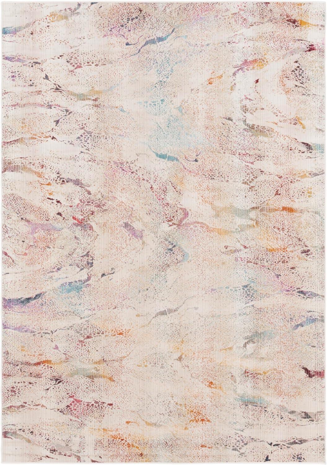 image:imageSAFAVIEH Outdoor Area Rug 9x12 Rainbow Collection Large Modern Design Ivory amp Blue Gold Weather Resistant NonShedding amp Easy Cleaning Ideal for Patio Backyard Deck RBW656AIvoryBlue Gold