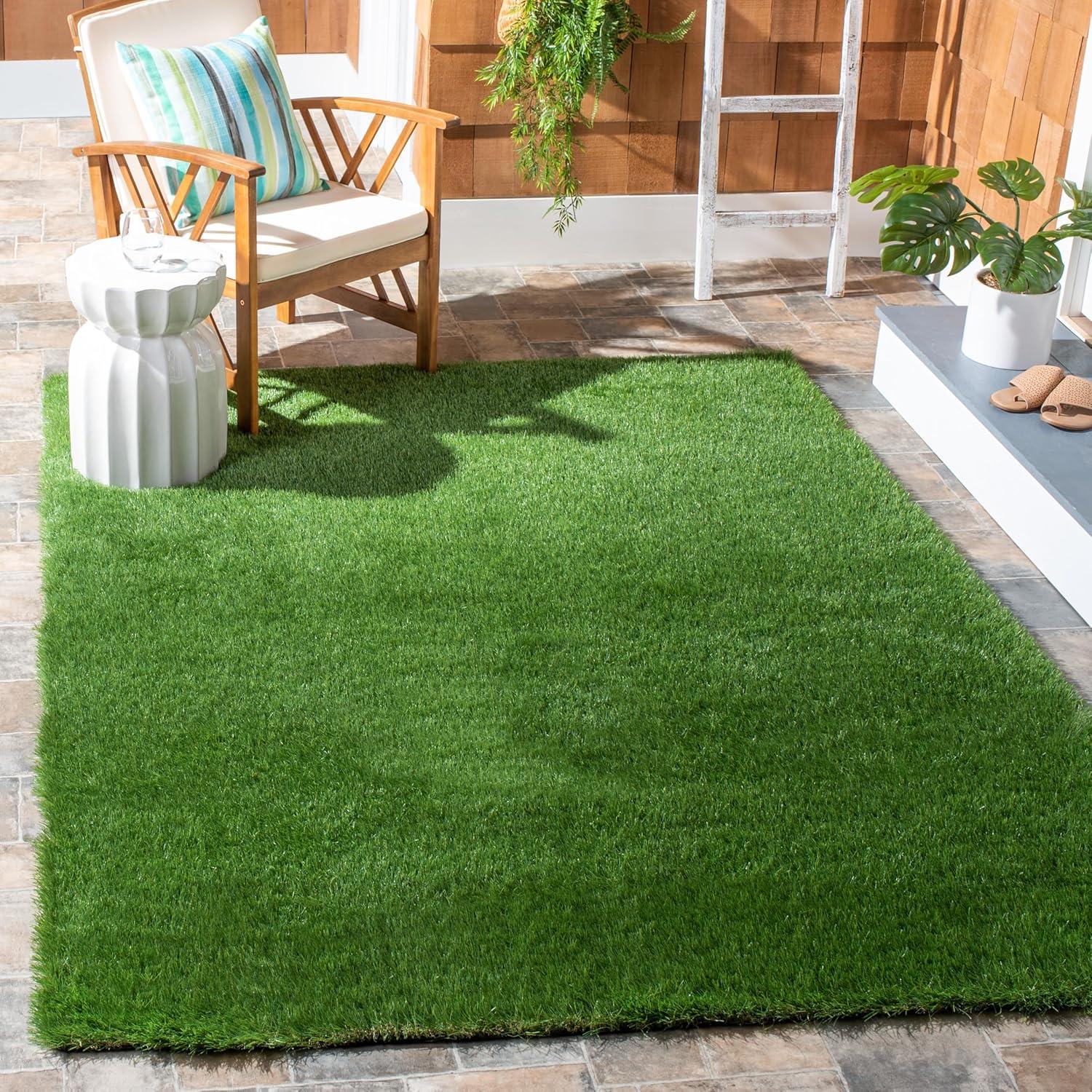 image:imageSAFAVIEH Vista Collection Accent Rug 4 x 6 Green Handmade Faux Grass IndoorOutdoor amp WashableIdeal for Patio Backyard Mudroom VST100AGreen