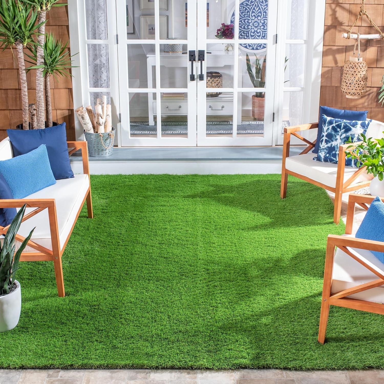 image:imageSAFAVIEH Vista Collection Accent Rug 4 x 6 Green Handmade Faux Grass IndoorOutdoor amp WashableIdeal for Patio Backyard Mudroom VST100AGreen