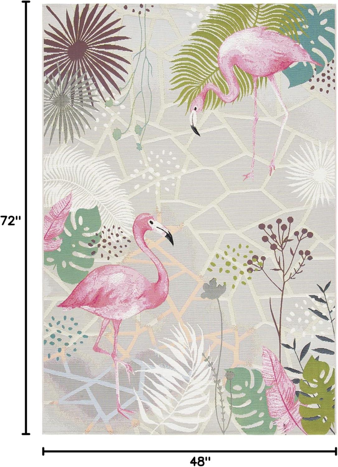 image:imageSAFAVIEH Washable Rug Outdoor Barbados Collection 53 x 76 Grey amp Pink NonShedding amp Easy to Clean Ideal for Patio Backyard Mudroom BAR551FGreyPink