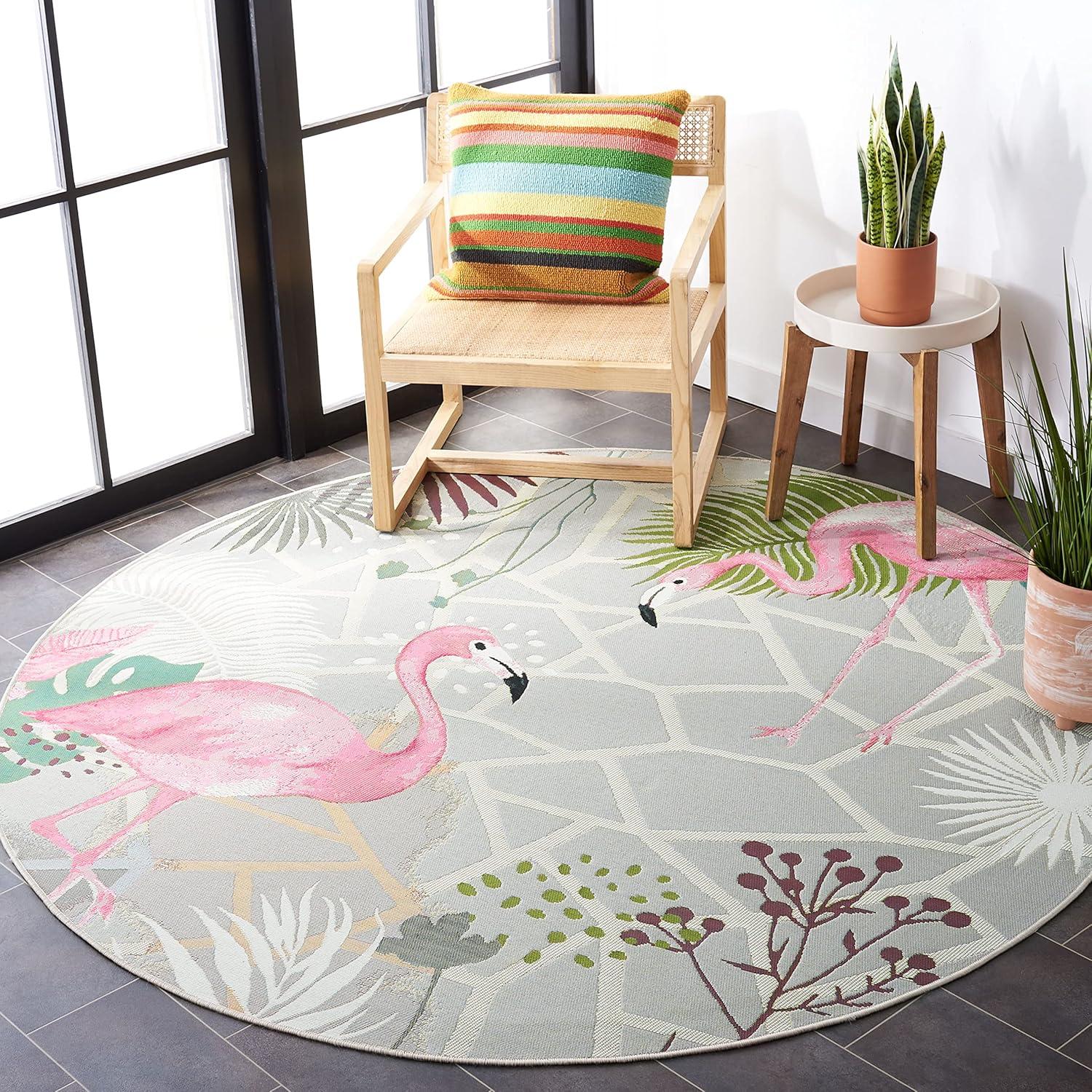 image:imageSAFAVIEH Washable Rug Outdoor Barbados Collection 53 x 76 Grey amp Pink NonShedding amp Easy to Clean Ideal for Patio Backyard Mudroom BAR551FGreyPink