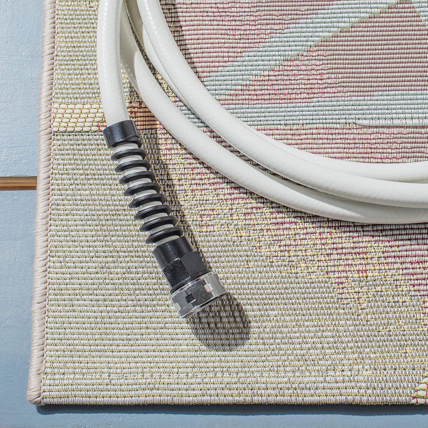 image:imageSAFAVIEH Washable Rug Outdoor Barbados Collection 53 x 76 Grey amp Pink NonShedding amp Easy to Clean Ideal for Patio Backyard Mudroom BAR551FGreyPink