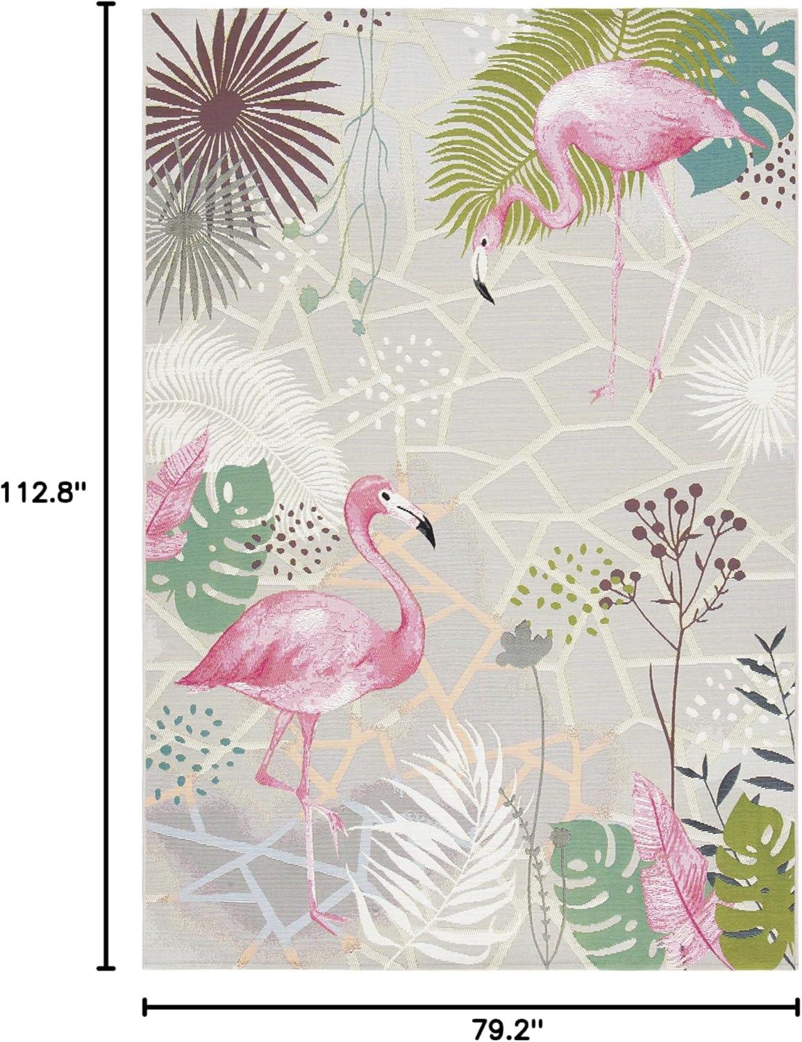 image:imageSAFAVIEH Washable Rug Outdoor Barbados Collection 53 x 76 Grey amp Pink NonShedding amp Easy to Clean Ideal for Patio Backyard Mudroom BAR551FGreyPink