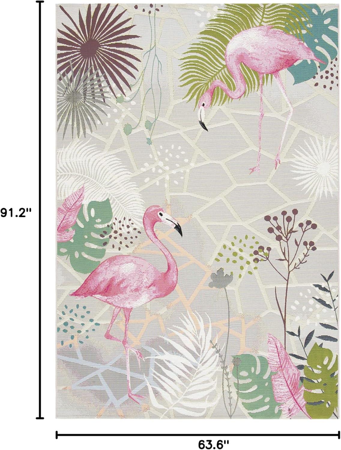 image:imageSAFAVIEH Washable Rug Outdoor Barbados Collection 53 x 76 Grey amp Pink NonShedding amp Easy to Clean Ideal for Patio Backyard Mudroom BAR551FGreyPink