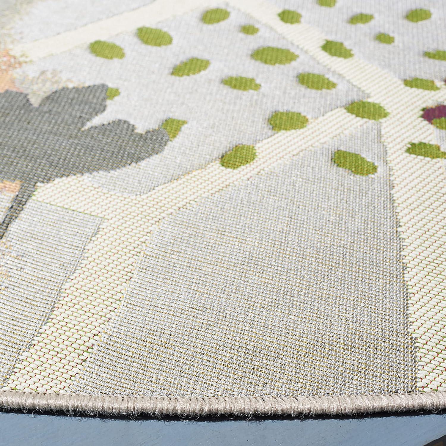 image:imageSAFAVIEH Washable Rug Outdoor Barbados Collection 53 x 76 Grey amp Pink NonShedding amp Easy to Clean Ideal for Patio Backyard Mudroom BAR551FGreyPink