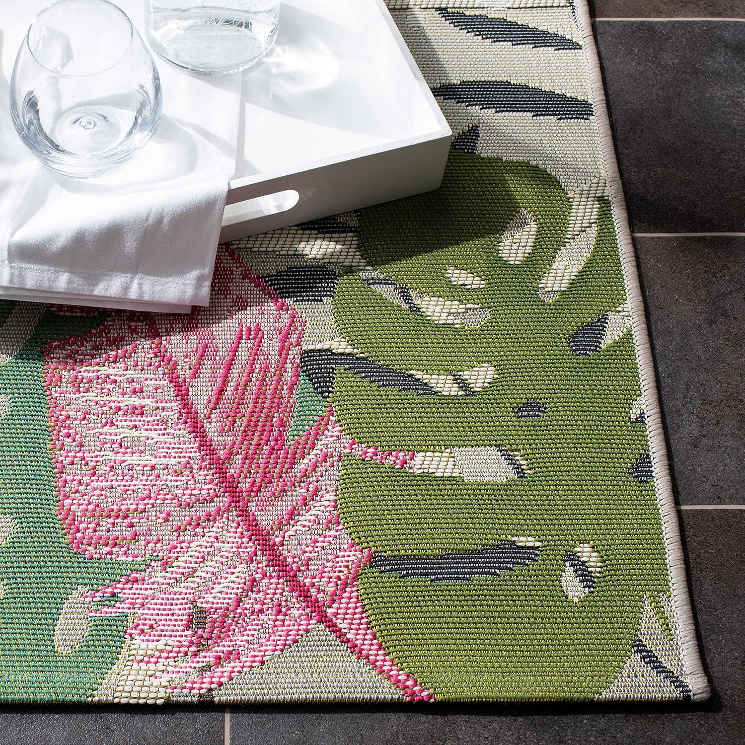 image:imageSAFAVIEH Washable Rug Outdoor Barbados Collection 53 x 76 Grey amp Pink NonShedding amp Easy to Clean Ideal for Patio Backyard Mudroom BAR551FGreyPink