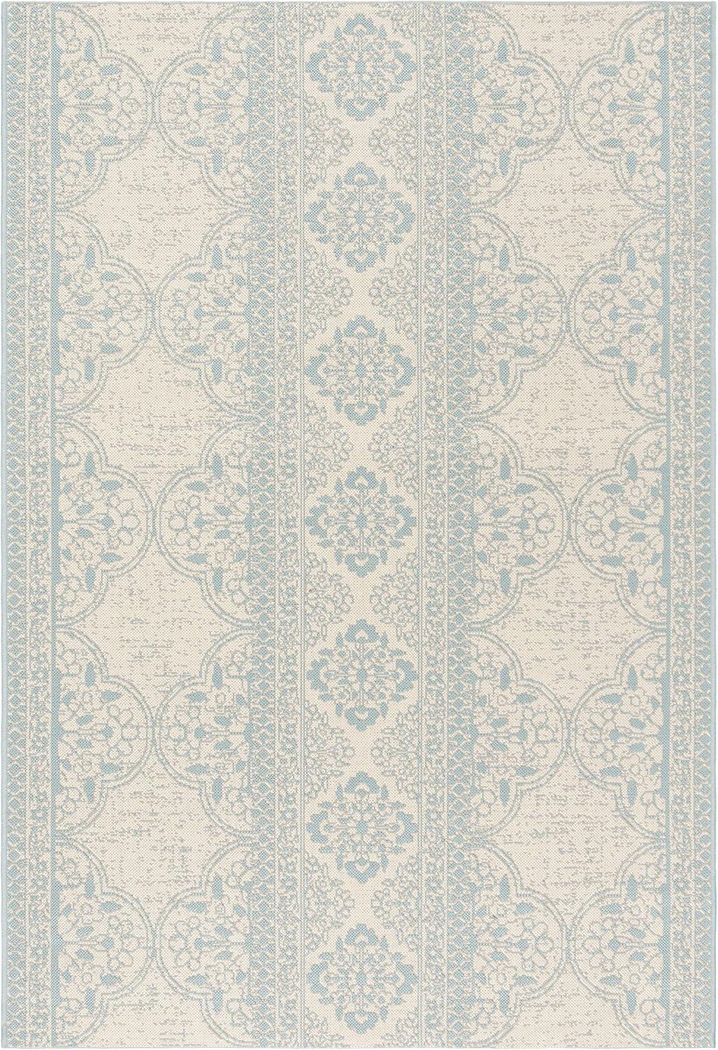 image:imageSAFAVIEH Washable Rug Outdoor Beach House Collection 53 x 76 Cream amp Beige NonShedding amp Easy to Clean Ideal for Patio Backyard Mudroom BHS174AAquaCream