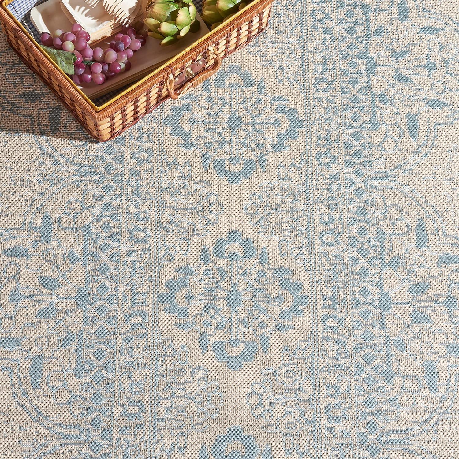 image:imageSAFAVIEH Washable Rug Outdoor Beach House Collection 53 x 76 Cream amp Beige NonShedding amp Easy to Clean Ideal for Patio Backyard Mudroom BHS174AAquaCream