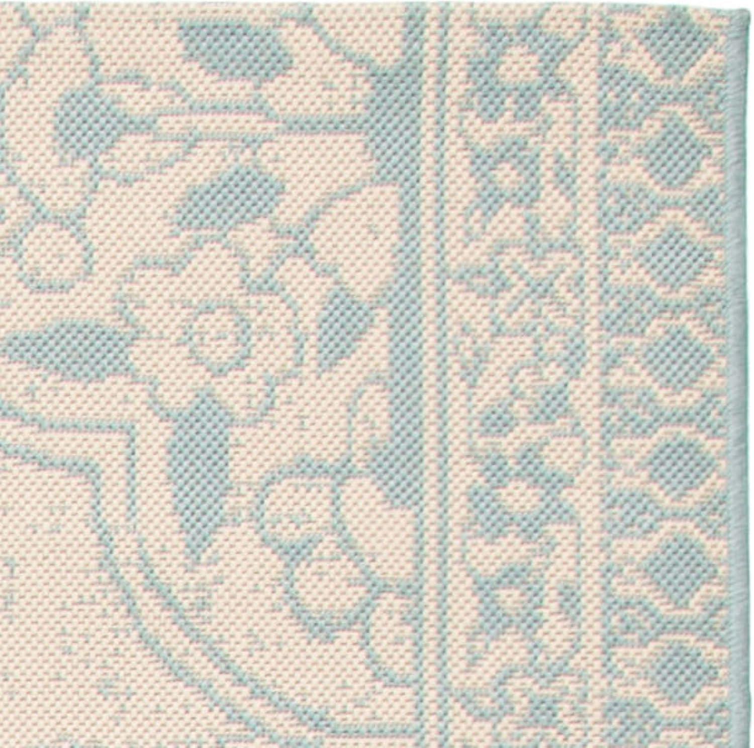 image:imageSAFAVIEH Washable Rug Outdoor Beach House Collection 53 x 76 Cream amp Beige NonShedding amp Easy to Clean Ideal for Patio Backyard Mudroom BHS174AAquaCream