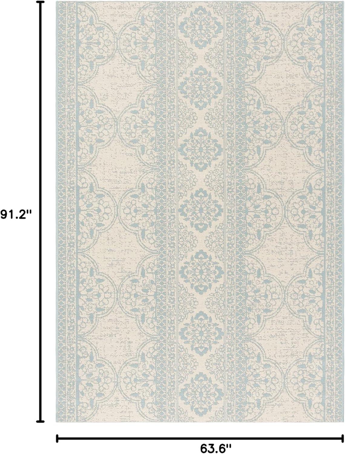 image:imageSAFAVIEH Washable Rug Outdoor Beach House Collection 53 x 76 Cream amp Beige NonShedding amp Easy to Clean Ideal for Patio Backyard Mudroom BHS174AAquaCream