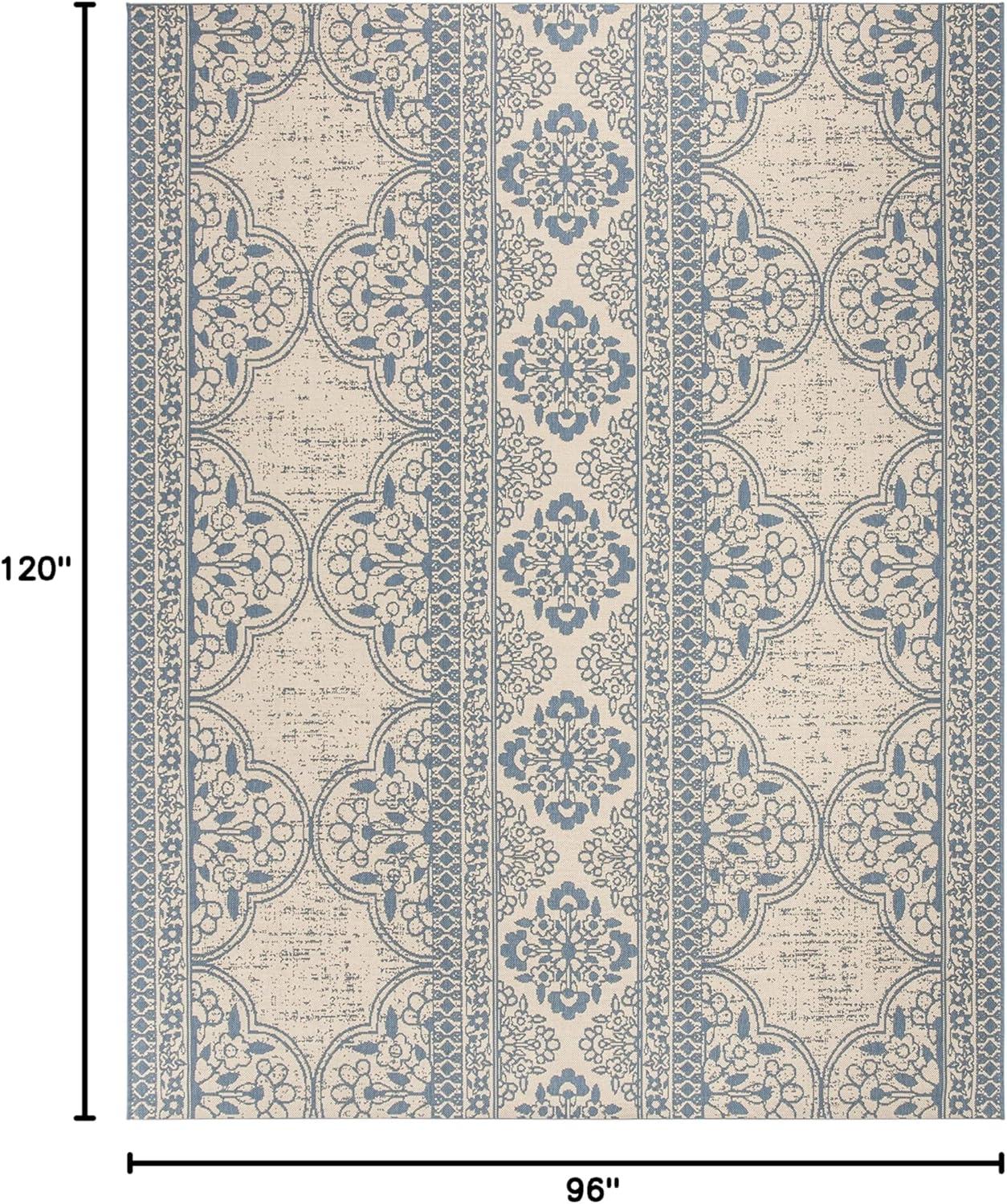 image:imageSAFAVIEH Washable Rug Outdoor Beach House Collection 53 x 76 Cream amp Beige NonShedding amp Easy to Clean Ideal for Patio Backyard Mudroom BHS174ABlueCreme