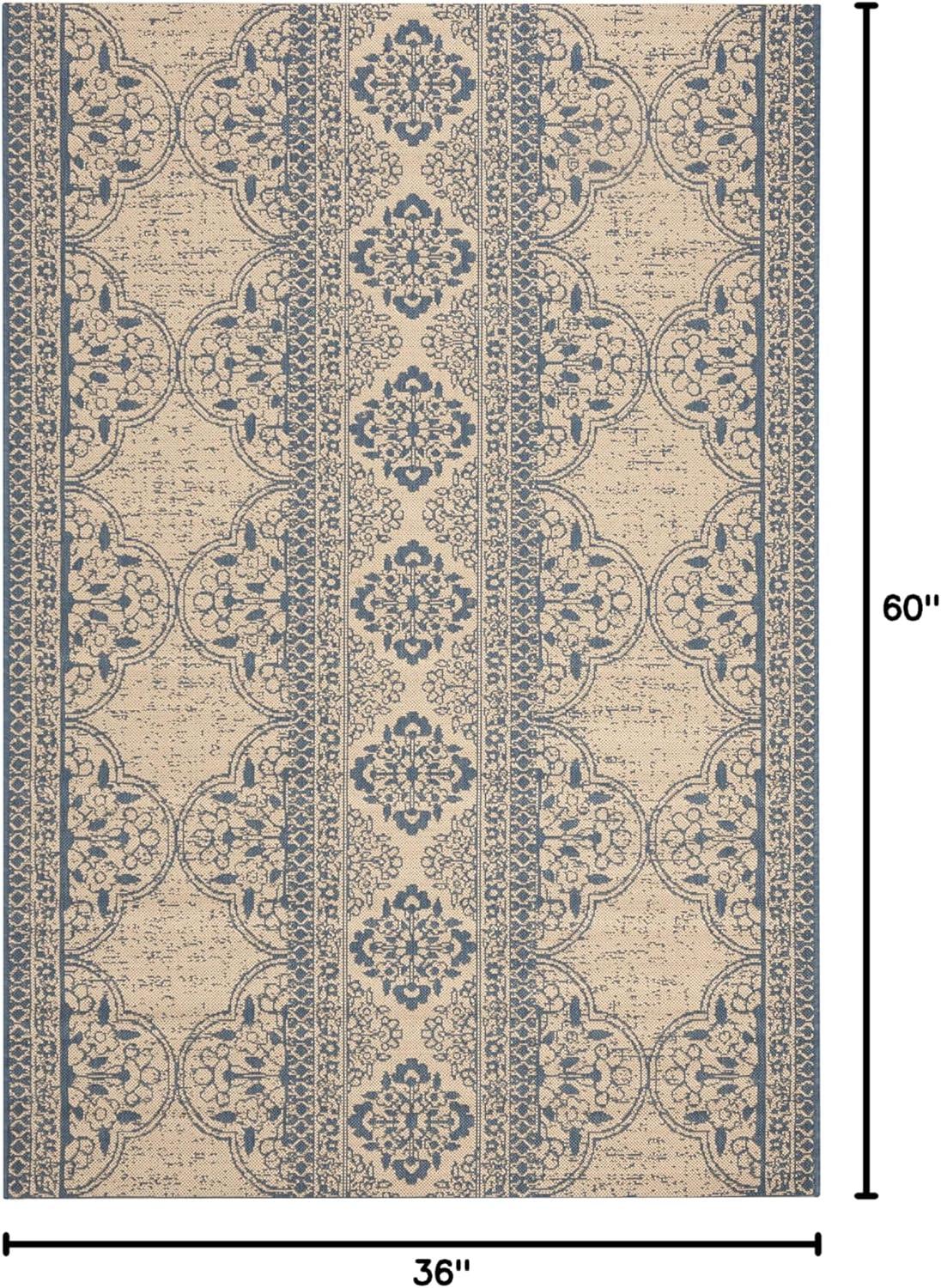 image:imageSAFAVIEH Washable Rug Outdoor Beach House Collection 53 x 76 Cream amp Beige NonShedding amp Easy to Clean Ideal for Patio Backyard Mudroom BHS174ABlueCreme