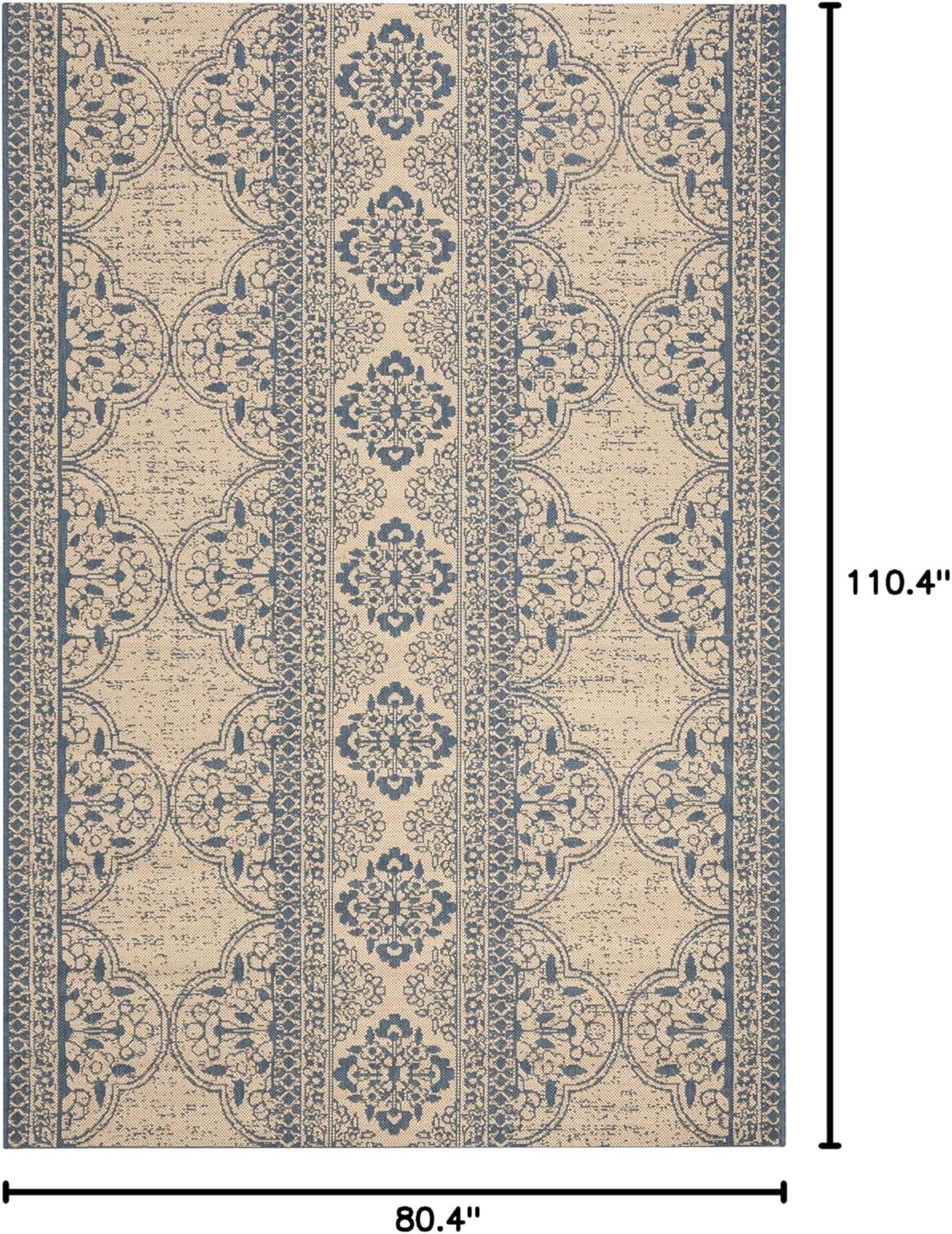 image:imageSAFAVIEH Washable Rug Outdoor Beach House Collection 53 x 76 Cream amp Beige NonShedding amp Easy to Clean Ideal for Patio Backyard Mudroom BHS174ABlueCreme