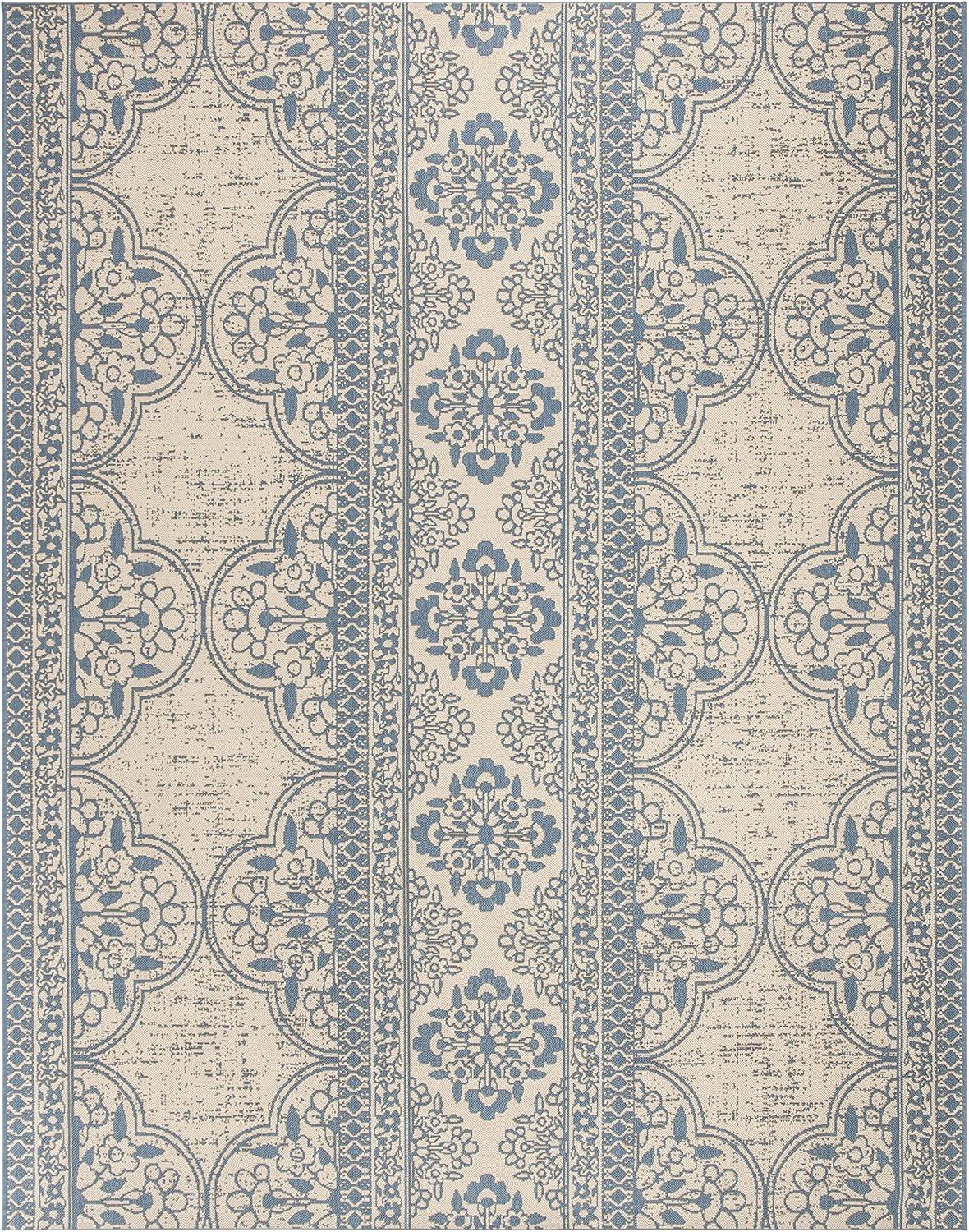 image:imageSAFAVIEH Washable Rug Outdoor Beach House Collection 53 x 76 Cream amp Beige NonShedding amp Easy to Clean Ideal for Patio Backyard Mudroom BHS174ABlueCreme