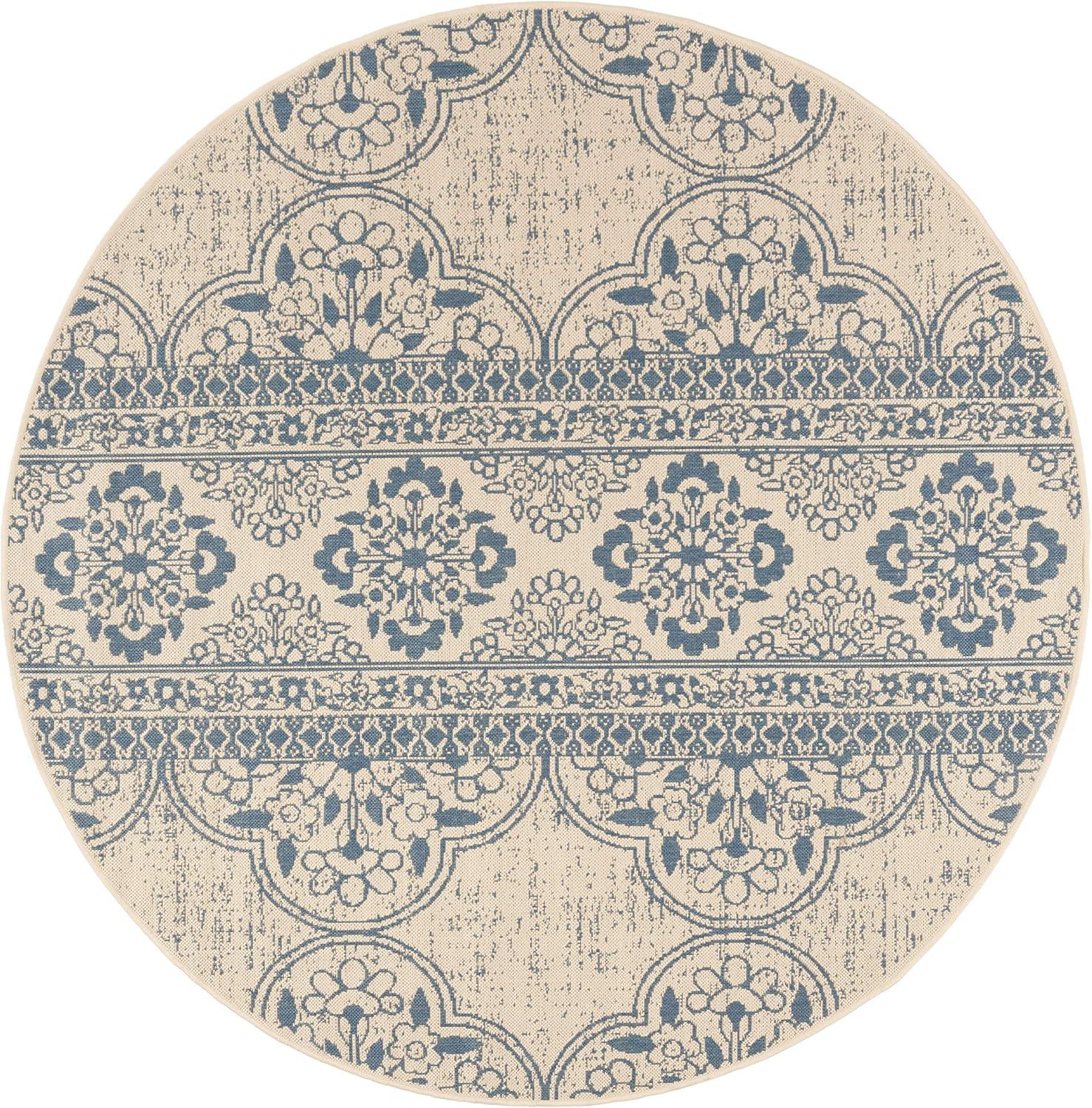 image:imageSAFAVIEH Washable Rug Outdoor Beach House Collection 53 x 76 Cream amp Beige NonShedding amp Easy to Clean Ideal for Patio Backyard Mudroom BHS174ABlueCreme
