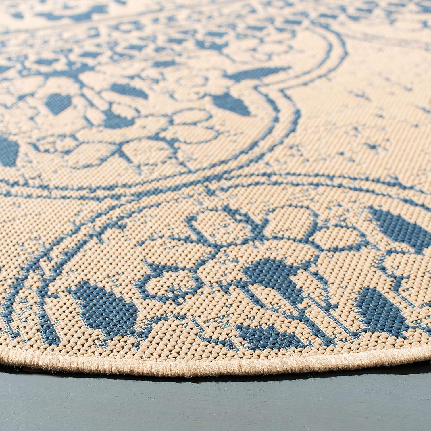 image:imageSAFAVIEH Washable Rug Outdoor Beach House Collection 53 x 76 Cream amp Beige NonShedding amp Easy to Clean Ideal for Patio Backyard Mudroom BHS174ABlueCreme