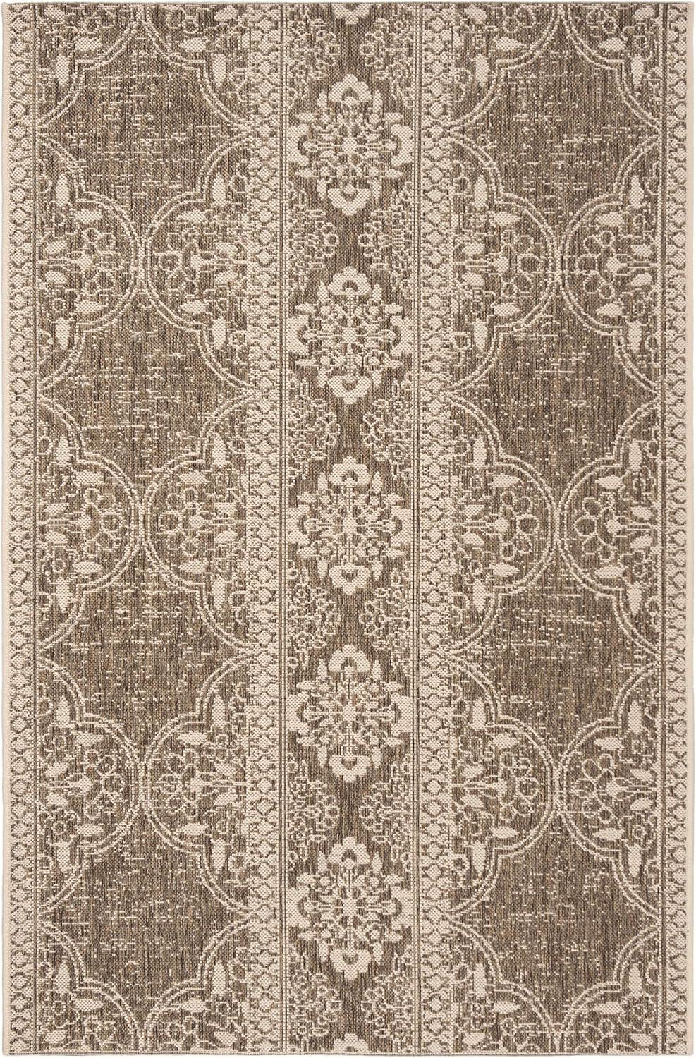 image:imageSAFAVIEH Washable Rug Outdoor Beach House Collection 53 x 76 Cream amp Beige NonShedding amp Easy to Clean Ideal for Patio Backyard Mudroom BHS174ACreamBeige