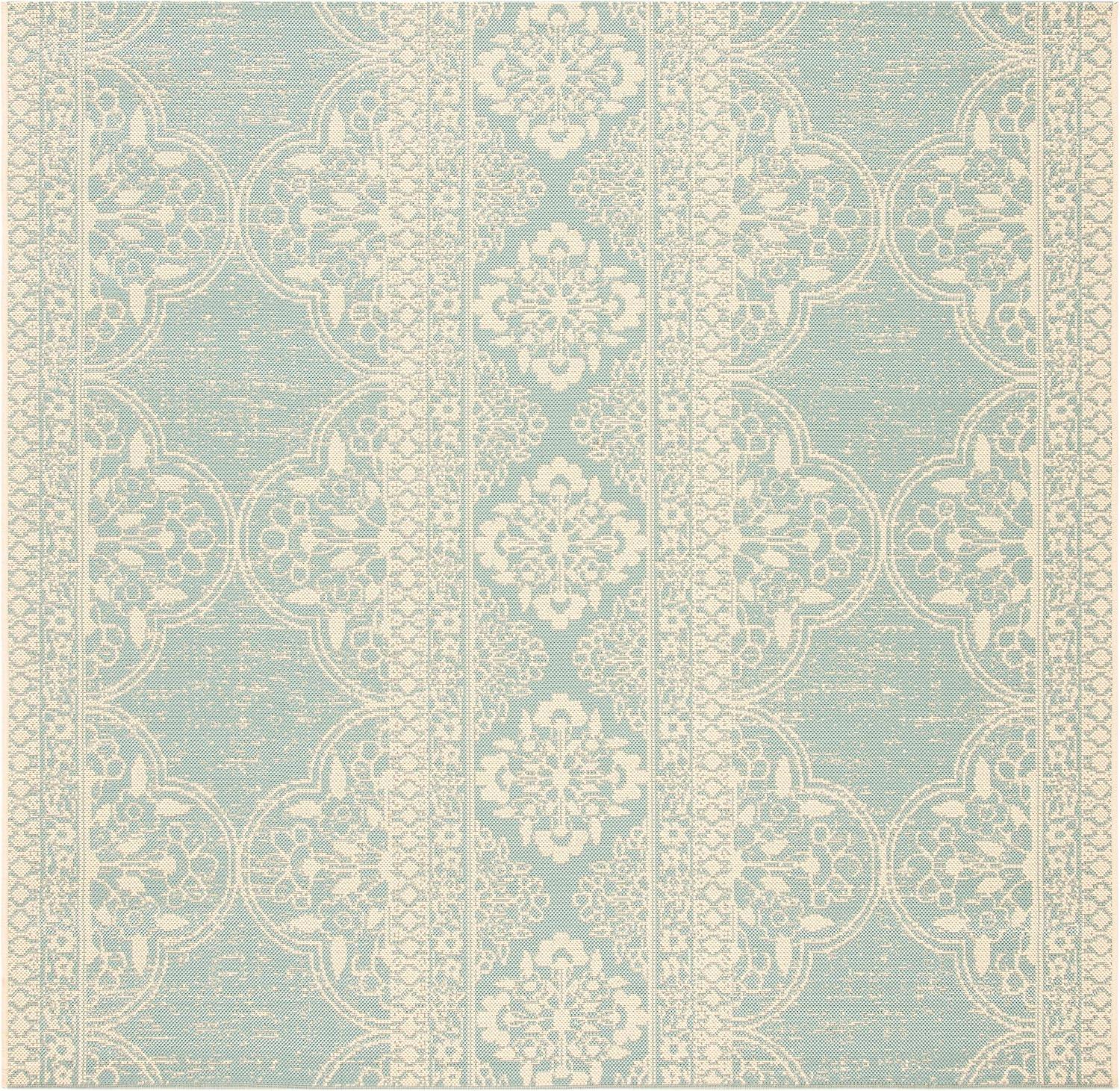 image:imageSAFAVIEH Washable Rug Outdoor Beach House Collection 53 x 76 Cream amp Beige NonShedding amp Easy to Clean Ideal for Patio Backyard Mudroom BHS174ACreamAqua