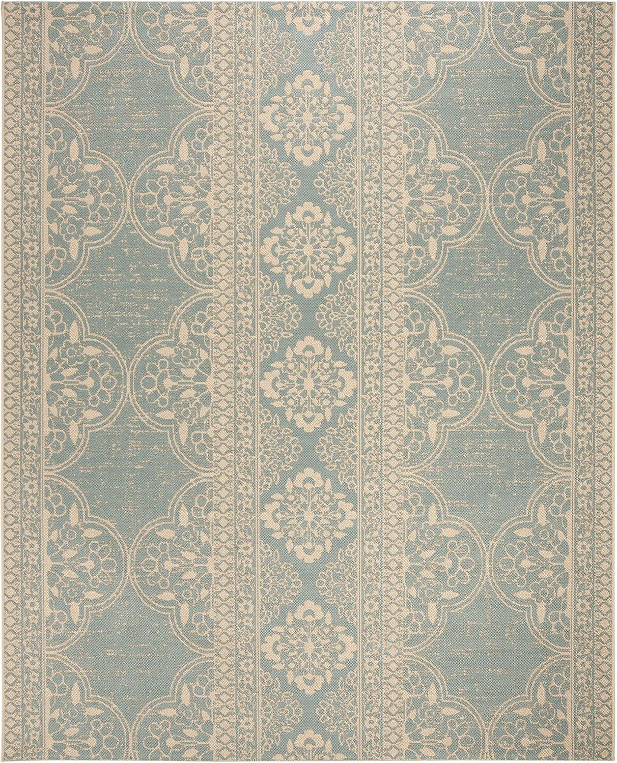image:imageSAFAVIEH Washable Rug Outdoor Beach House Collection 53 x 76 Cream amp Beige NonShedding amp Easy to Clean Ideal for Patio Backyard Mudroom BHS174ACreamAqua