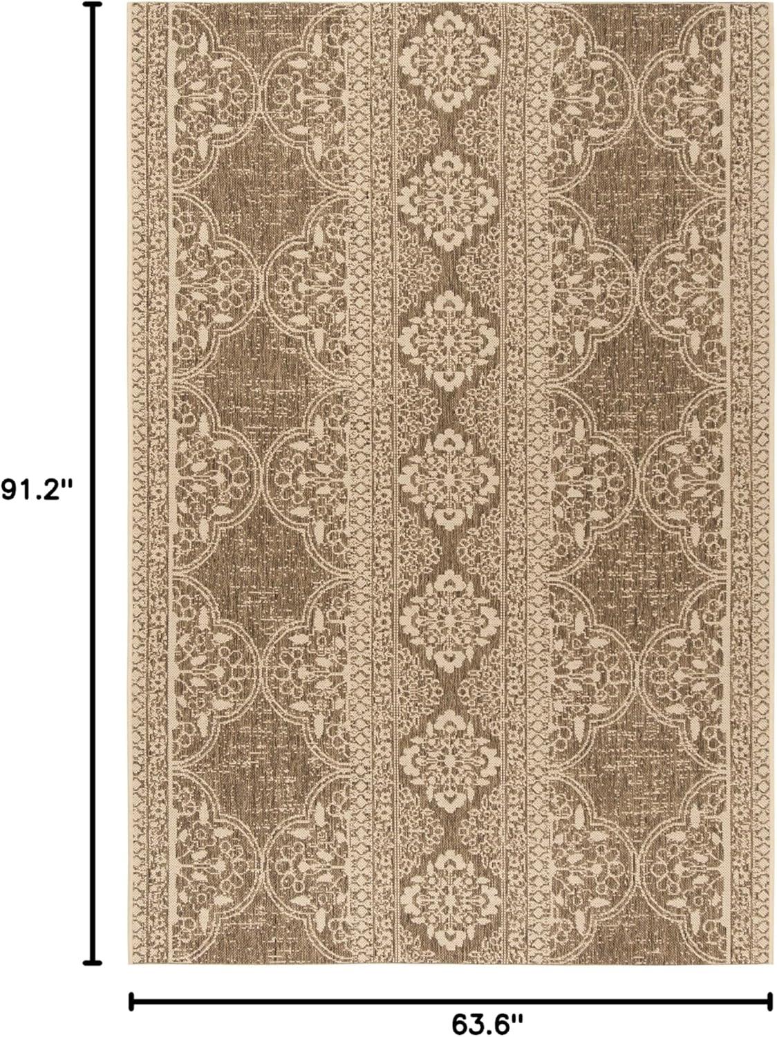 image:imageSAFAVIEH Washable Rug Outdoor Beach House Collection 53 x 76 Cream amp Beige NonShedding amp Easy to Clean Ideal for Patio Backyard Mudroom BHS174ACreamBeige