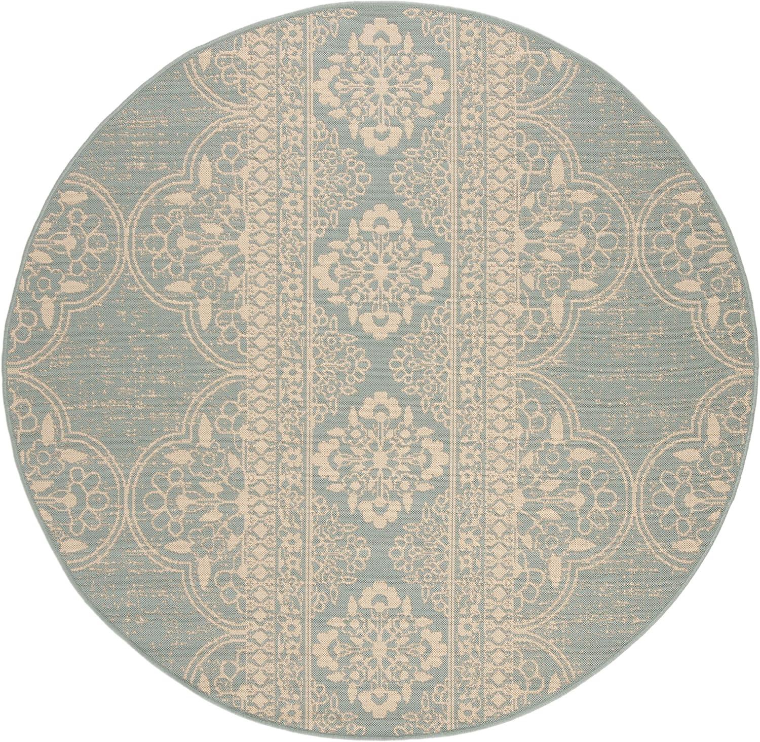 image:imageSAFAVIEH Washable Rug Outdoor Beach House Collection 53 x 76 Cream amp Beige NonShedding amp Easy to Clean Ideal for Patio Backyard Mudroom BHS174ACreamAqua