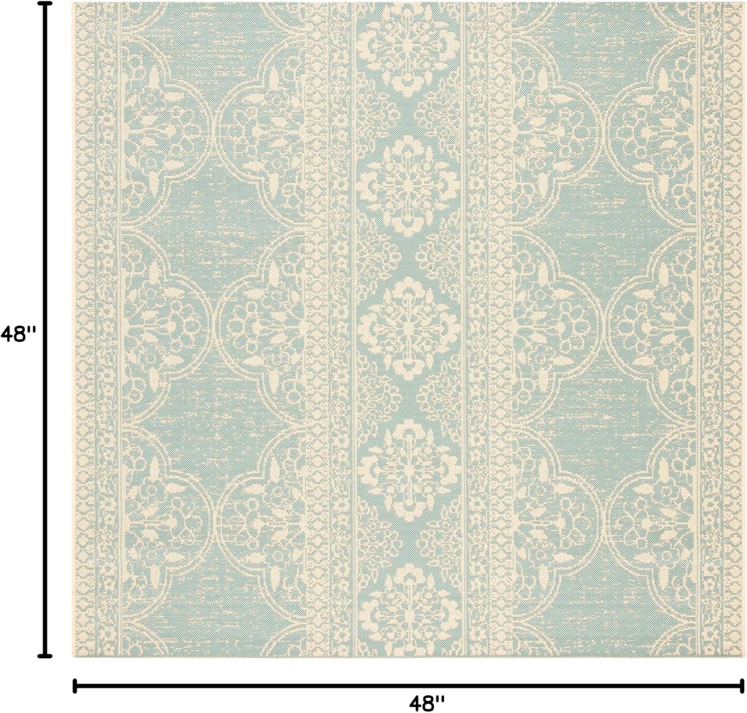 image:imageSAFAVIEH Washable Rug Outdoor Beach House Collection 53 x 76 Cream amp Beige NonShedding amp Easy to Clean Ideal for Patio Backyard Mudroom BHS174ACreamAqua