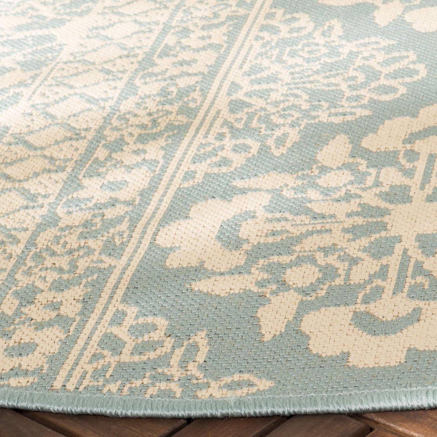 image:imageSAFAVIEH Washable Rug Outdoor Beach House Collection 53 x 76 Cream amp Beige NonShedding amp Easy to Clean Ideal for Patio Backyard Mudroom BHS174ACreamAqua