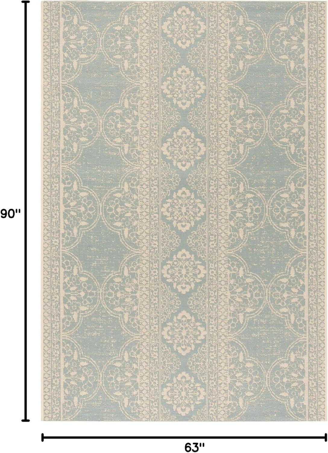 image:imageSAFAVIEH Washable Rug Outdoor Beach House Collection 53 x 76 Cream amp Beige NonShedding amp Easy to Clean Ideal for Patio Backyard Mudroom BHS174ACreamAqua