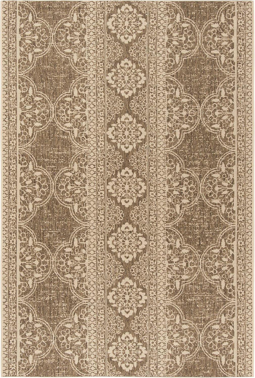 image:imageSAFAVIEH Washable Rug Outdoor Beach House Collection 53 x 76 Cream amp Beige NonShedding amp Easy to Clean Ideal for Patio Backyard Mudroom BHS174ACreamBeige