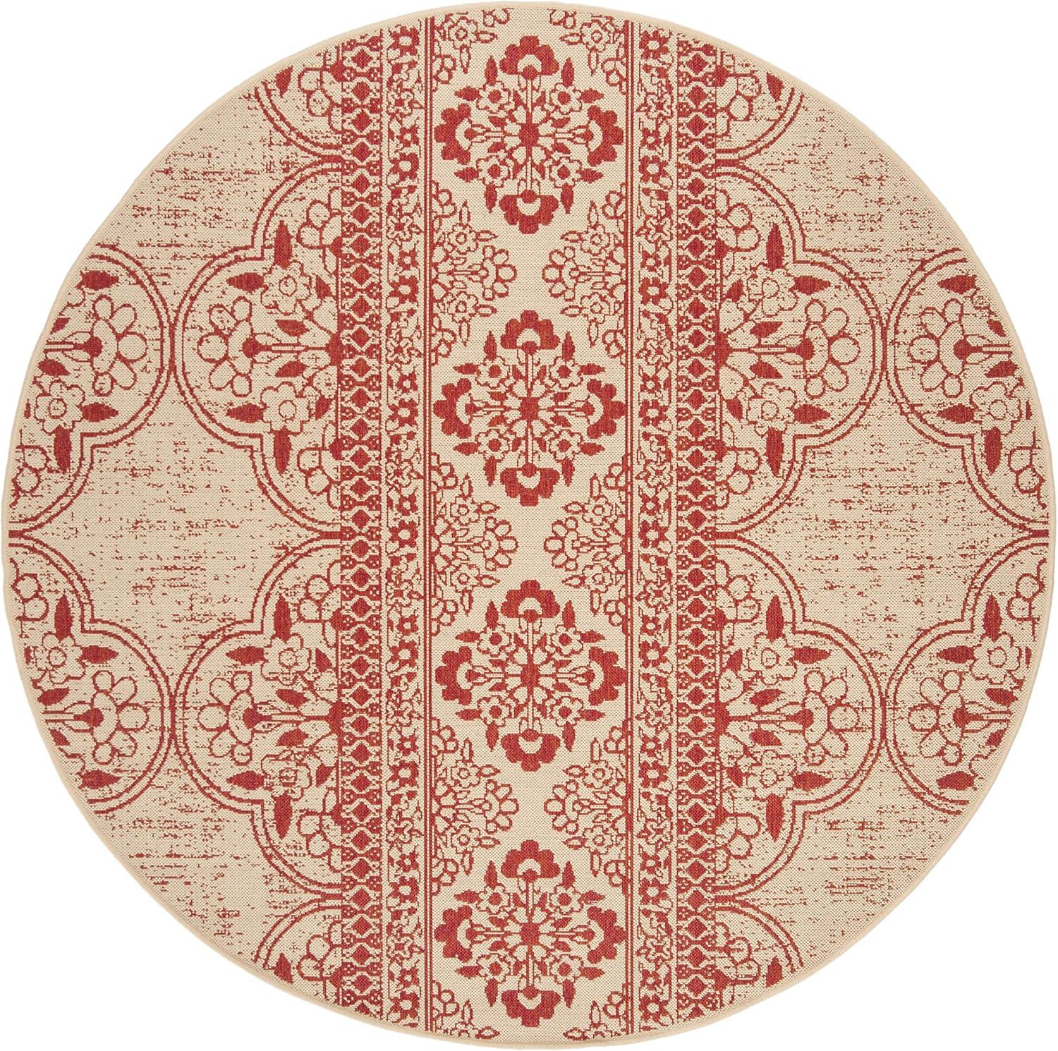 image:imageSAFAVIEH Washable Rug Outdoor Beach House Collection 53 x 76 Cream amp Beige NonShedding amp Easy to Clean Ideal for Patio Backyard Mudroom BHS174ARedCreme